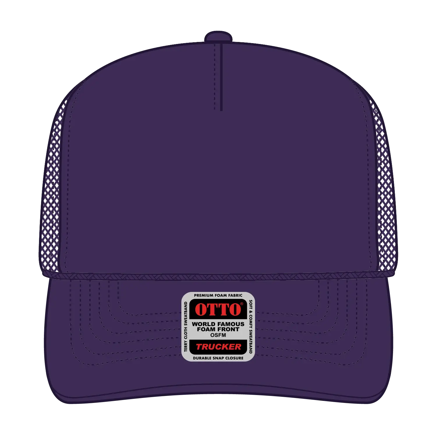 OTTO 39-165 5 Panel High Crown Mesh Back Trucker Cap - Purple - Purple / 6 1/2’’ - 7 5/8’’