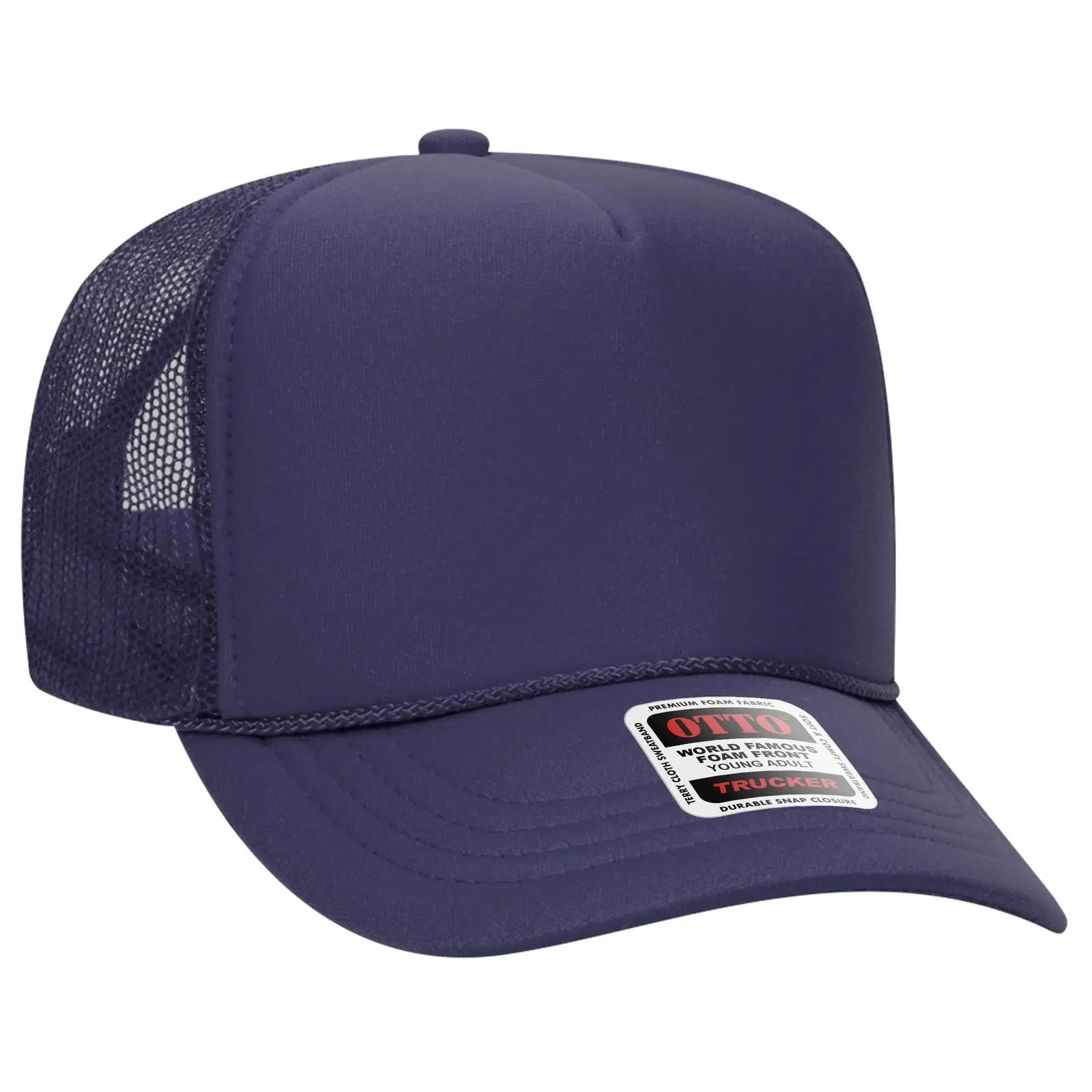 OTTO 39-165 5 Panel High Crown Mesh Back Trucker Cap - Purple