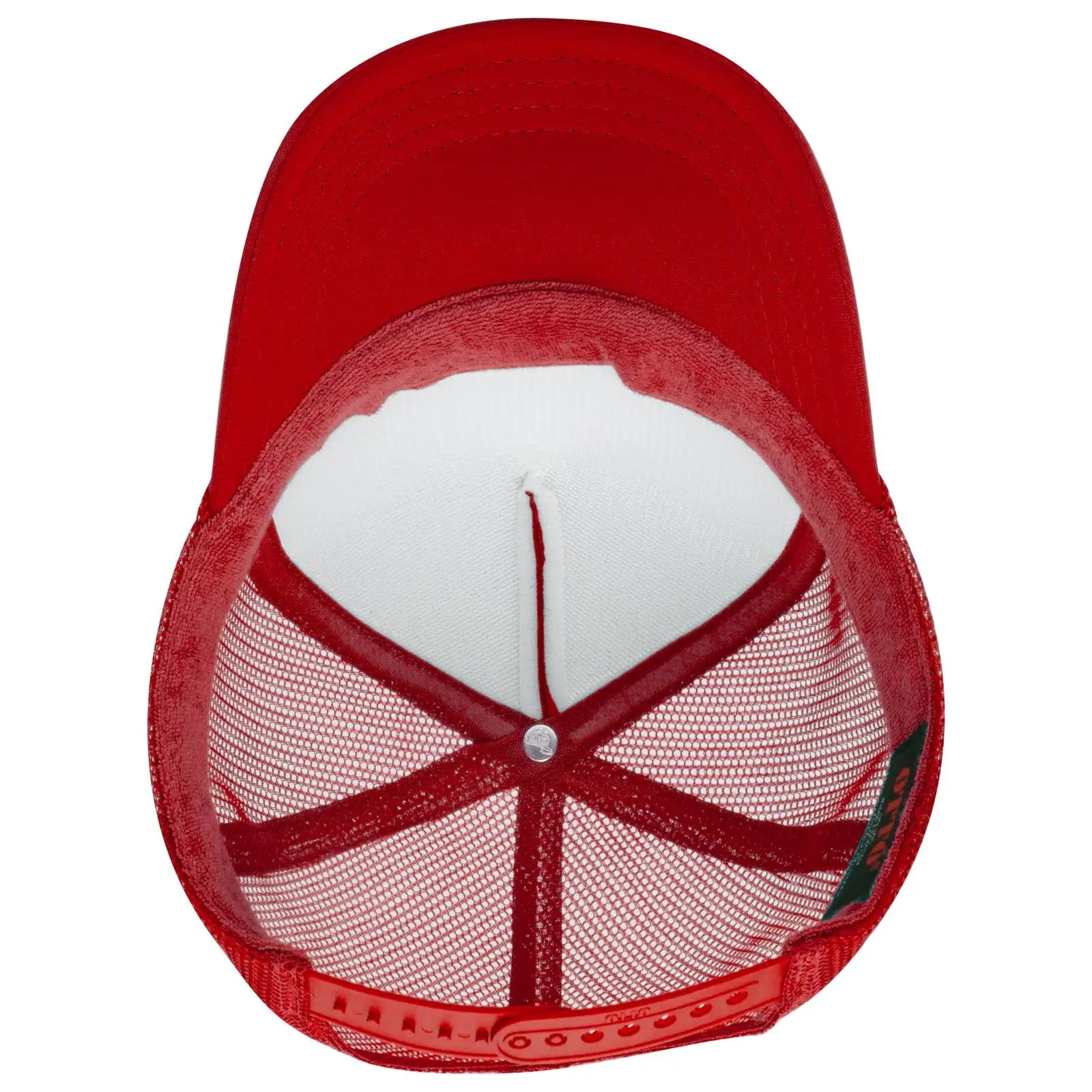 OTTO 39-165 5 Panel High Crown Mesh Back Trucker Cap - Red