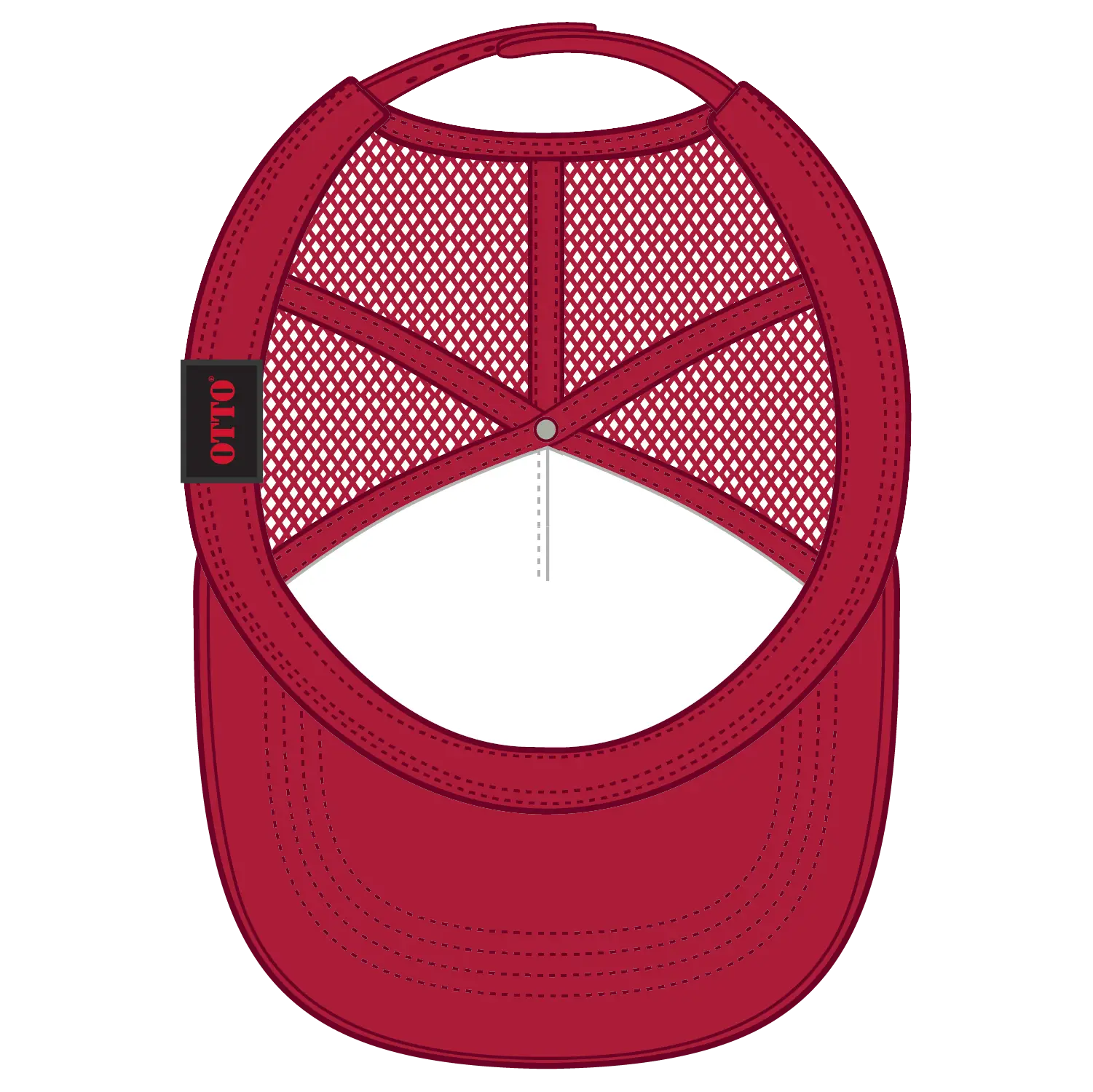 OTTO 39-165 5 Panel High Crown Mesh Back Trucker Cap - Red