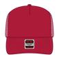 OTTO 39-165 5 Panel High Crown Mesh Back Trucker Cap - Red - Red / 6 1/2’’ - 7 5/8’’