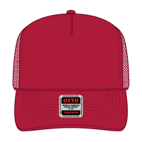 OTTO 39-165 5 Panel High Crown Mesh Back Trucker Cap - Red - Red / 6 1/2’’ - 7 5/8’’