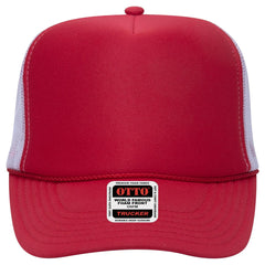 OTTO 39-165 5 Panel High Crown Mesh Back Trucker Cap - Red/Red/Wht - Red/Red/Wht / 6 1/2’’ - 7 5/8’’
