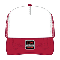 OTTO 39-165 5 Panel High Crown Mesh Back Trucker Cap - Red/Wht/Red - Red/Wht/Red / 6 1/2’’ - 7 5/8’’