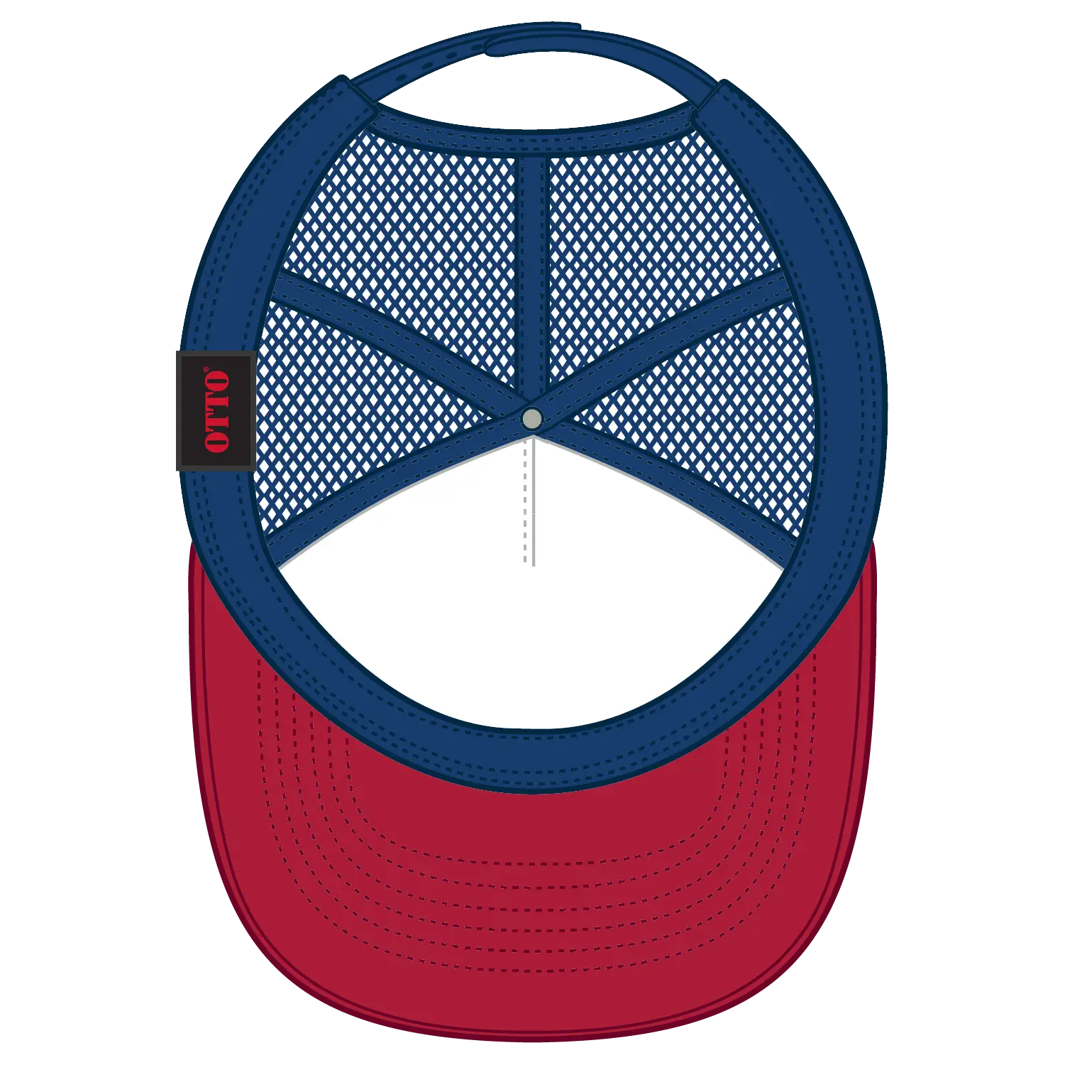 OTTO 39-165 5 Panel High Crown Mesh Back Trucker Cap - Red/Wht/Ryl