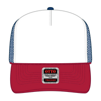 OTTO 39-165 5 Panel High Crown Mesh Back Trucker Cap - Red/Wht/Ryl - Red/Wht/Ryl / 6 1/2’’ - 7 5/8’’