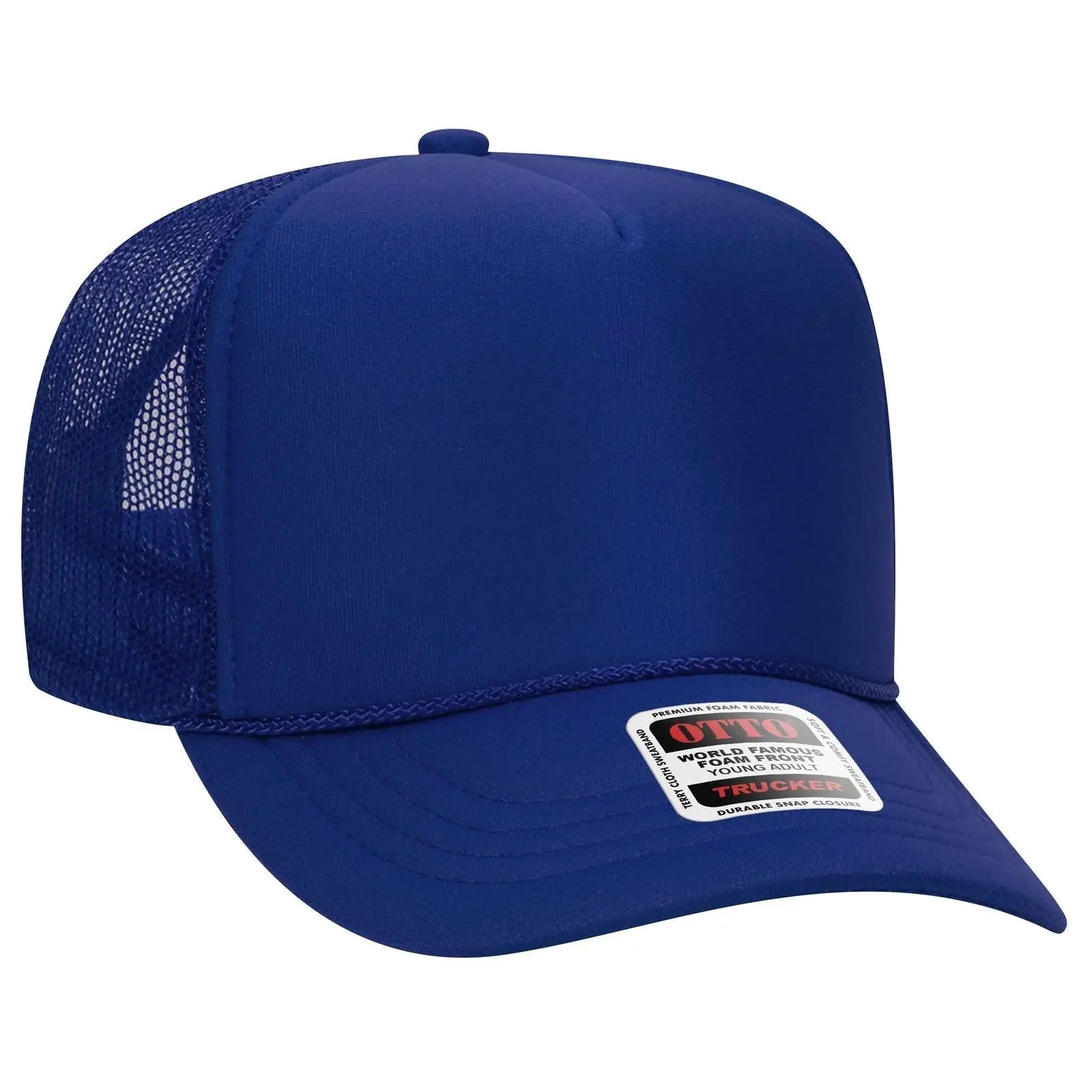 OTTO 39-165 5 Panel High Crown Mesh Back Trucker Cap - Royal