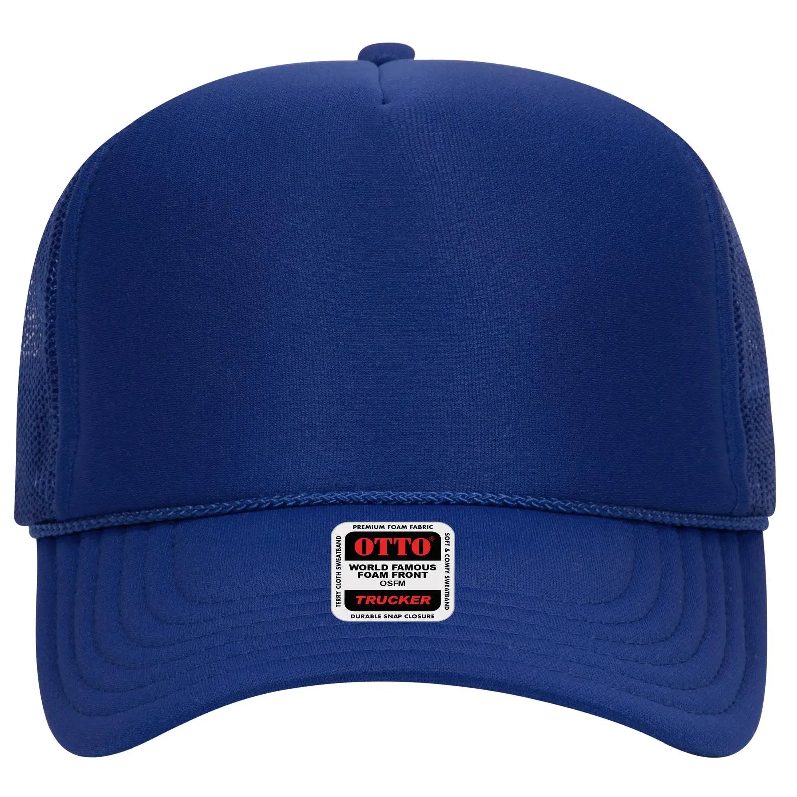 OTTO 39-165 5 Panel High Crown Mesh Back Trucker Cap - Royal
