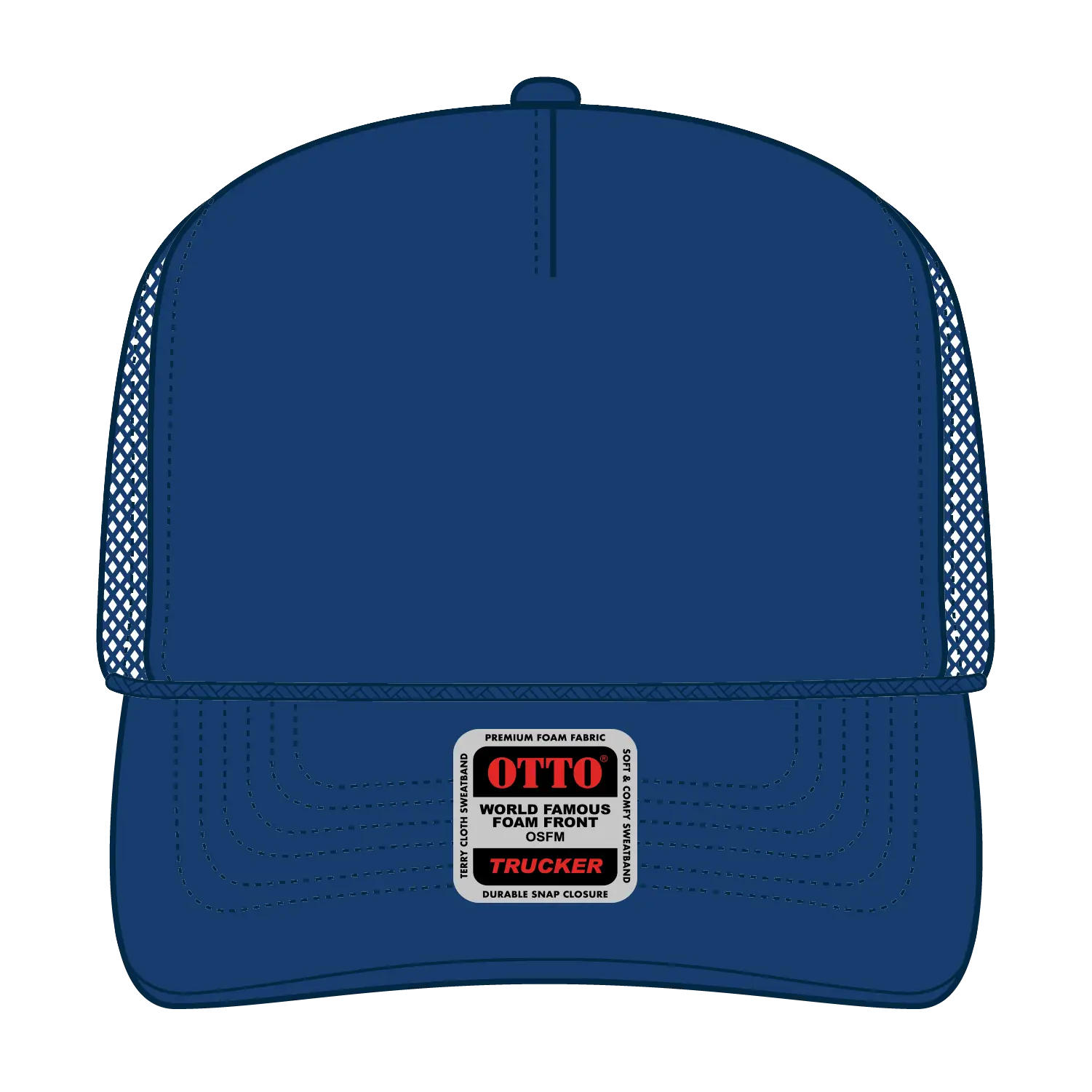 OTTO 39-165 5 Panel High Crown Mesh Back Trucker Cap - Royal - Royal / 6’’ - 7 1/8’’