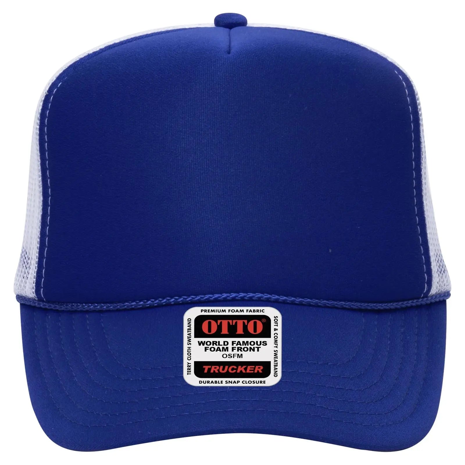 OTTO 39-165 5 Panel High Crown Mesh Back Trucker Cap - Ryl/Ryl/Wht - Ryl/Ryl/Wht / 6 1/2’’ - 7 5/8’’