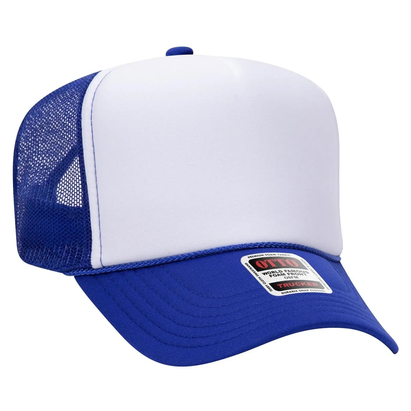 OTTO 39-165 5 Panel High Crown Mesh Back Trucker Cap - Ryl/Wht/Ryl