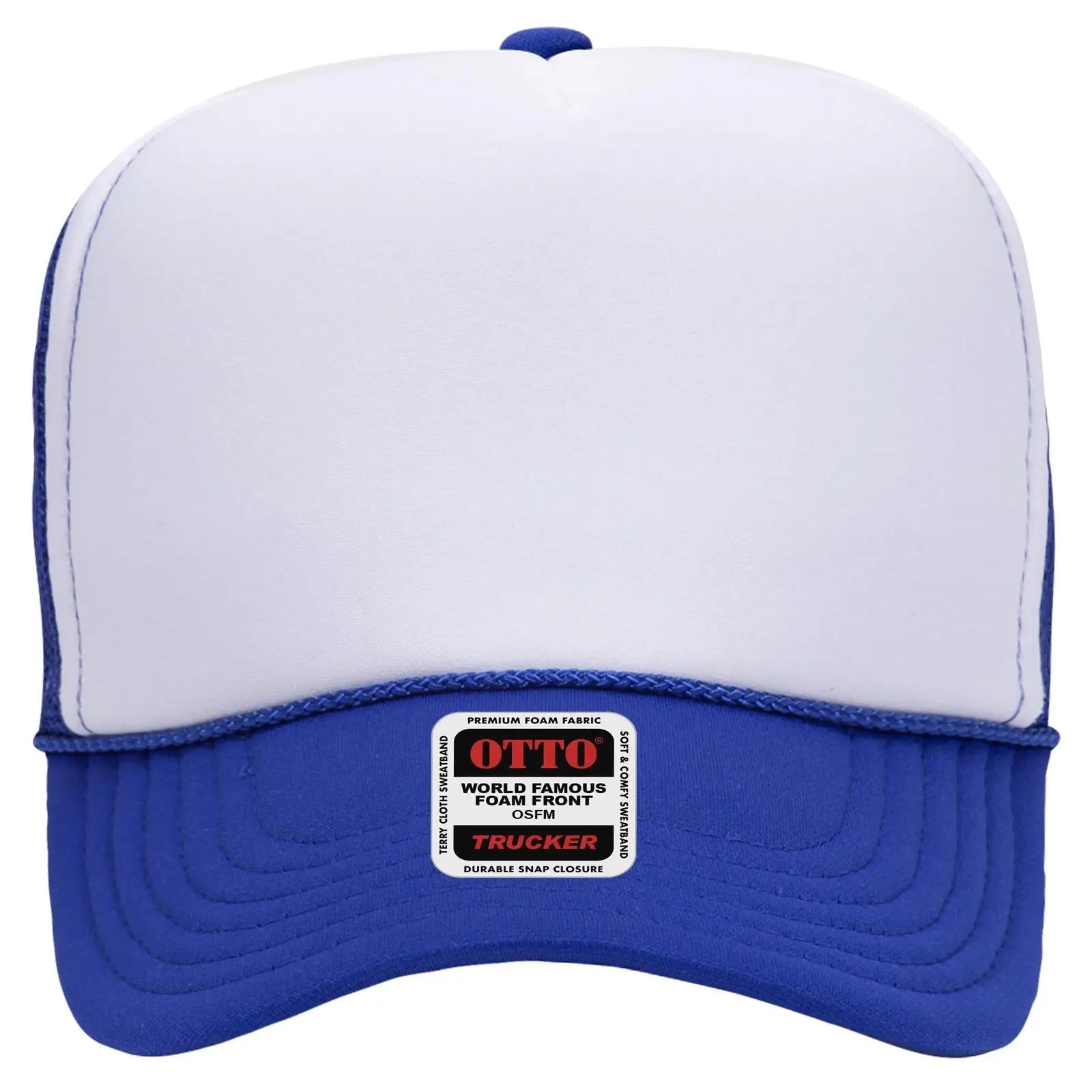 OTTO 39-165 5 Panel High Crown Mesh Back Trucker Cap - Ryl/Wht/Ryl