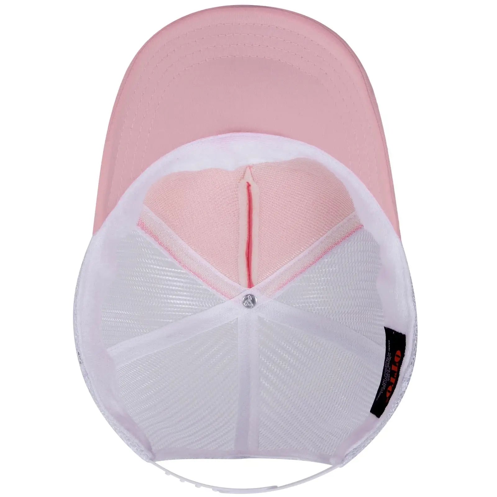 OTTO 39-165 5 Panel High Crown Mesh Back Trucker Cap - S.Pnk/S.Pnk/Wht - S.Pnk/S.Pnk/Wht / 6 1/2’’ - 7 5/8’’