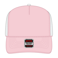 OTTO 39-165 5 Panel High Crown Mesh Back Trucker Cap - S.Pnk/S.Pnk/Wht - S.Pnk/S.Pnk/Wht / 6 1/2’’ - 7 5/8’’