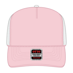 OTTO 39-165 5 Panel High Crown Mesh Back Trucker Cap - S.Pnk/S.Pnk/Wht - S.Pnk/S.Pnk/Wht / 6 1/2’’ - 7 5/8’’