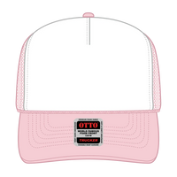 OTTO 39-165 5 Panel High Crown Mesh Back Trucker Cap - S.Pnk/Wht/S.Pnk - S.Pnk/Wht/S.Pnk / 6 1/2’’ - 7 5/8’’