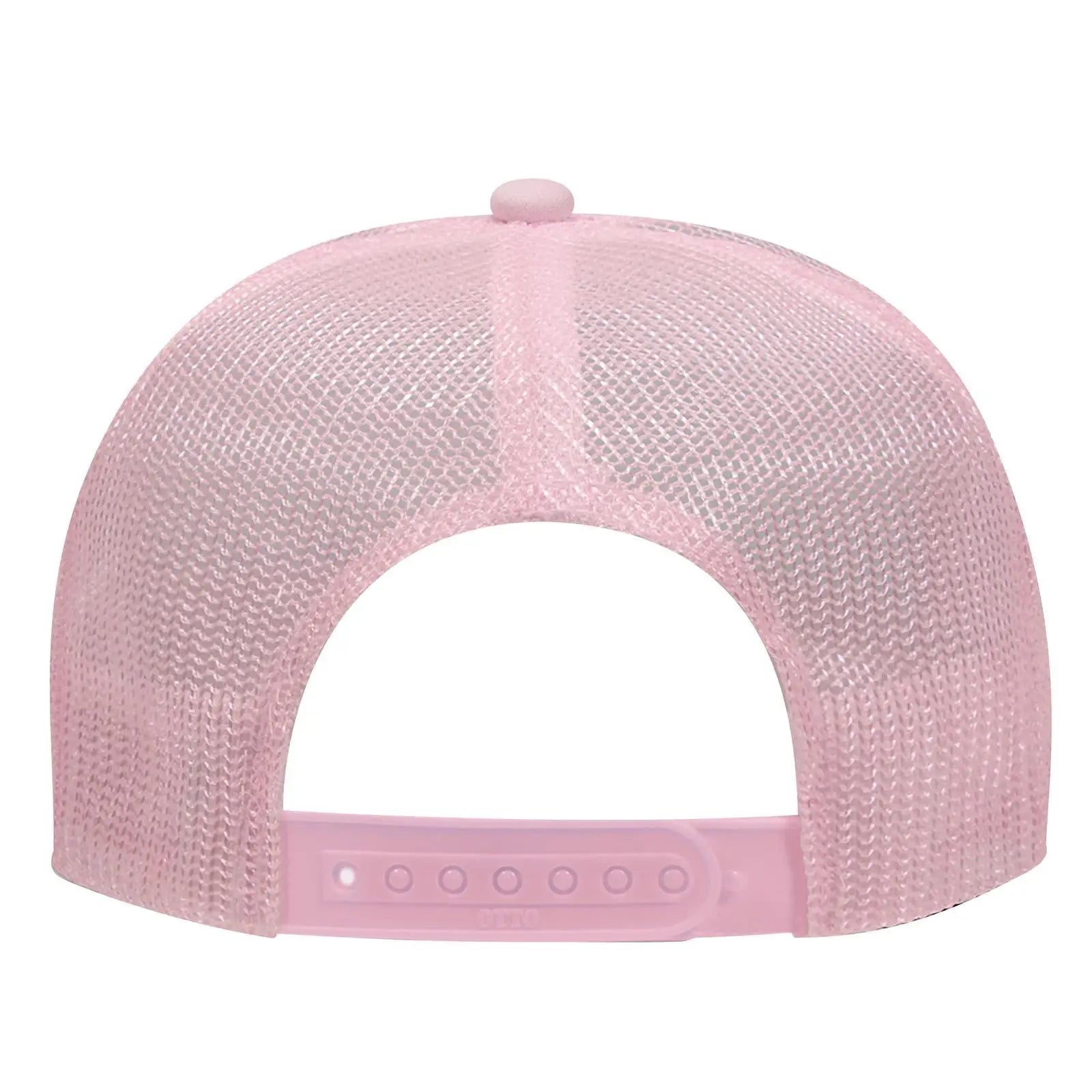 OTTO 39-165 5 Panel High Crown Mesh Back Trucker Cap - S.Pnk/Wht/S.Pnk - S.Pnk/Wht/S.Pnk / 6 1/2’’ - 7 5/8’’