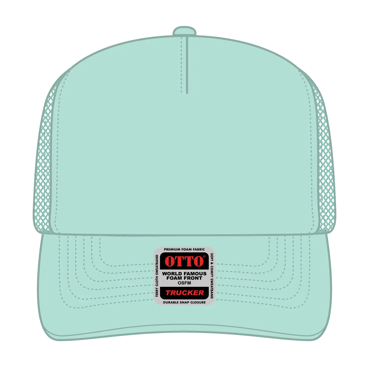 OTTO 39-165 5 Panel High Crown Mesh Back Trucker Cap - Seafoam Green - Seafoam Green / 6 1/2’’ - 7 5/8’’