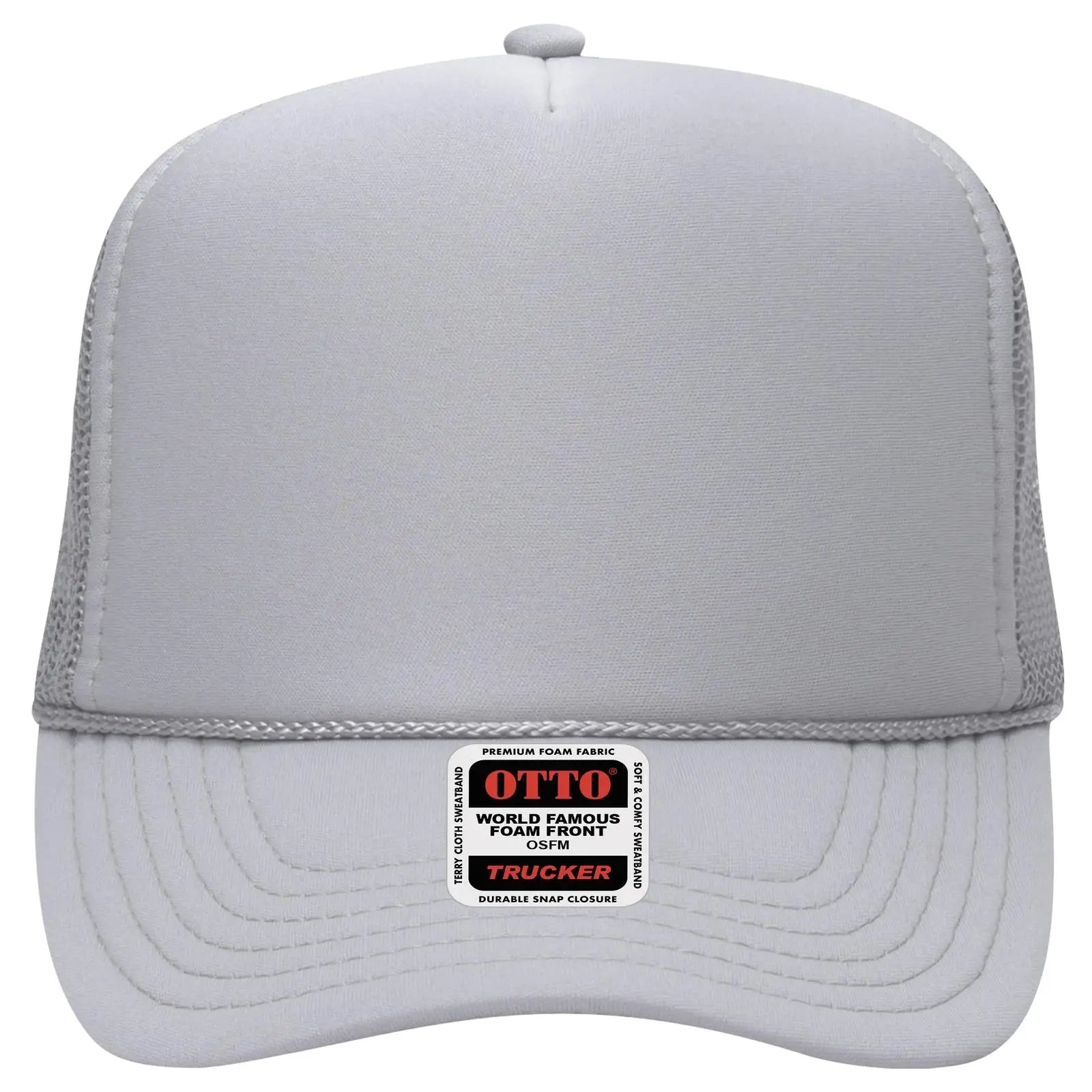 OTTO 39-165 5 Panel High Crown Mesh Back Trucker Cap - Silver Gray - Silver Gray / 6 1/2’’ - 7 5/8’’
