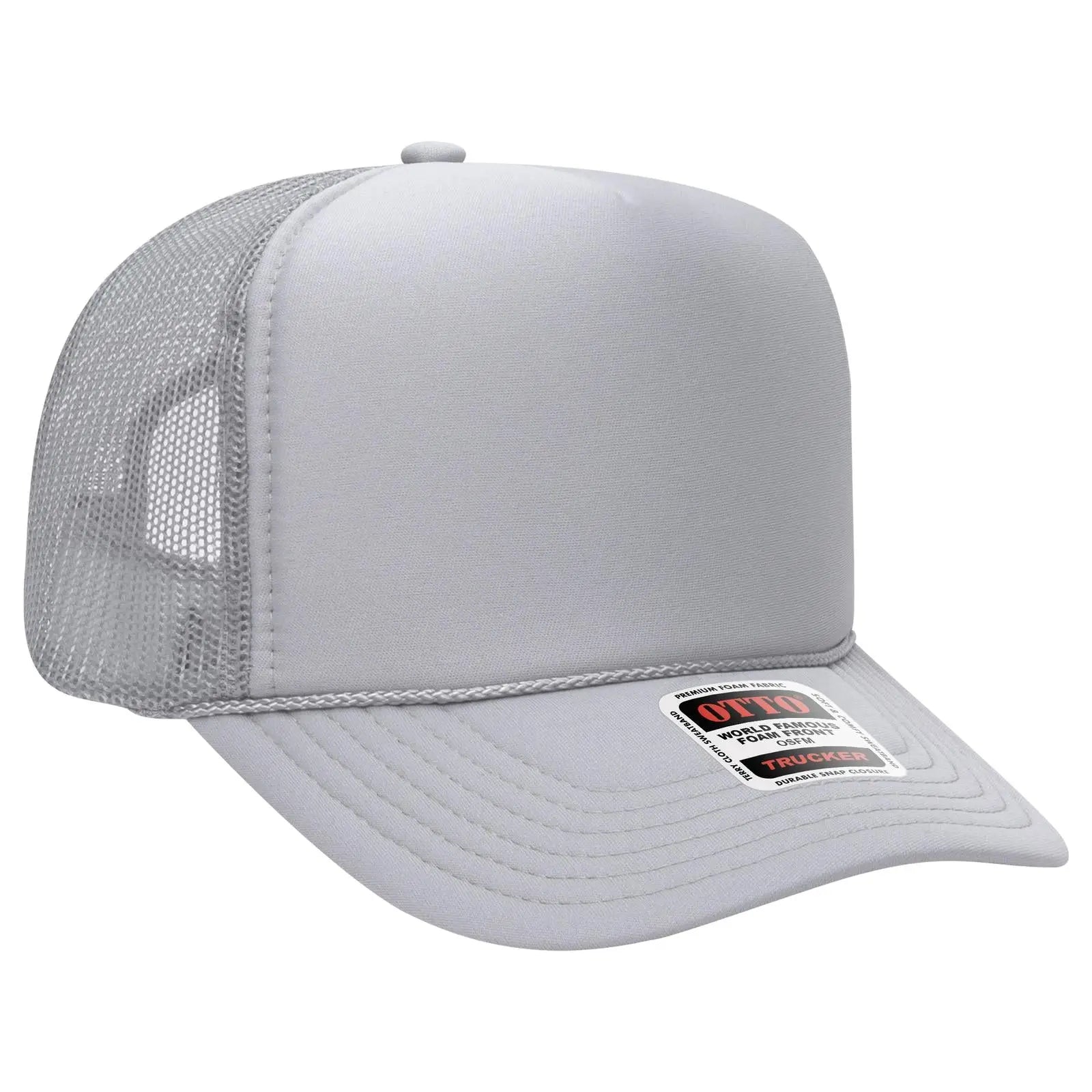 OTTO 39-165 5 Panel High Crown Mesh Back Trucker Cap - Silver Gray - Silver Gray / 6 1/2’’ - 7 5/8’’