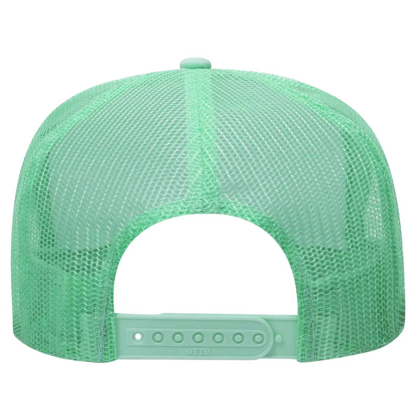OTTO 39-165 5 Panel High Crown Mesh Back Trucker Cap - Sm Grn/Wht/Sm Grn