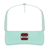 OTTO 39-165 5 Panel High Crown Mesh Back Trucker Cap - Sm Grn/Wht/Sm Grn - Sm Grn/Wht/Sm Grn / 6 1/2’’ - 7 5/8’’