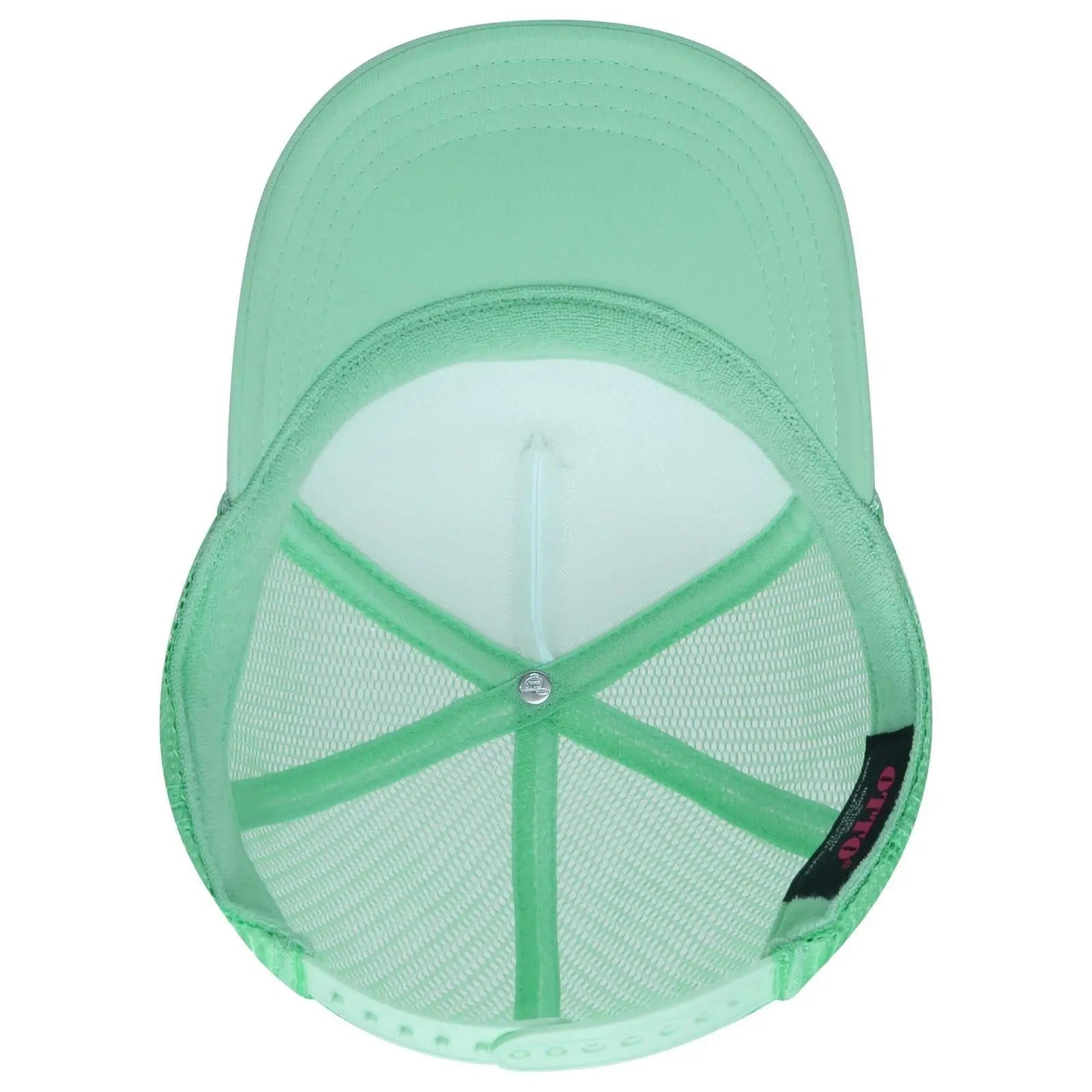 OTTO 39-165 5 Panel High Crown Mesh Back Trucker Cap - Sm Grn/Wht/Sm Grn