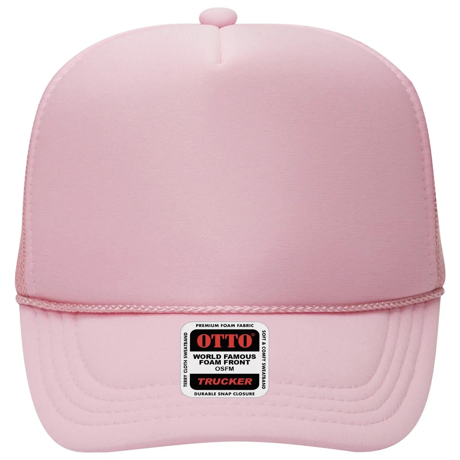 OTTO 39-165 5 Panel High Crown Mesh Back Trucker Cap - Soft Pink