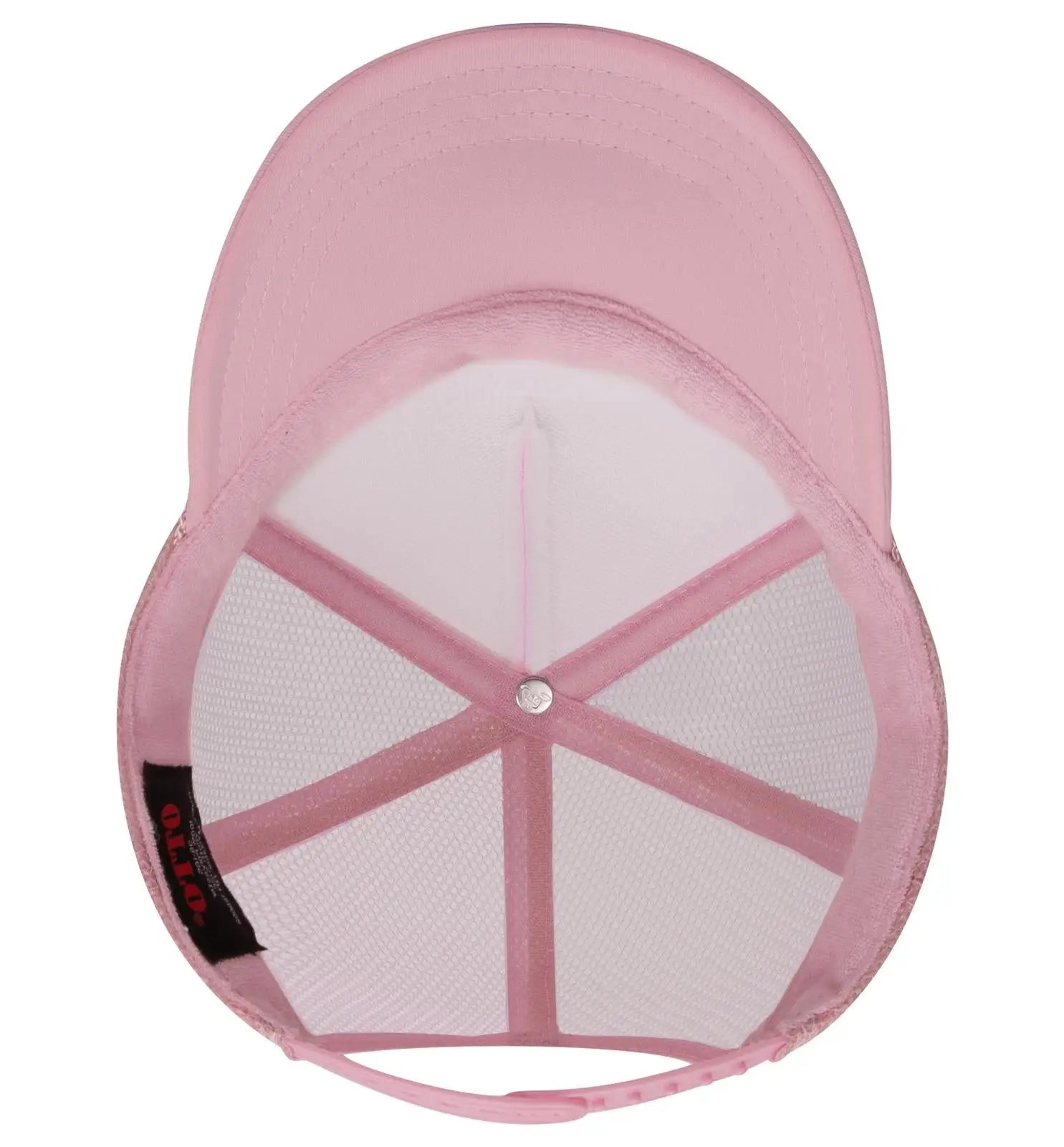 OTTO 39-165 5 Panel High Crown Mesh Back Trucker Cap - Soft Pink