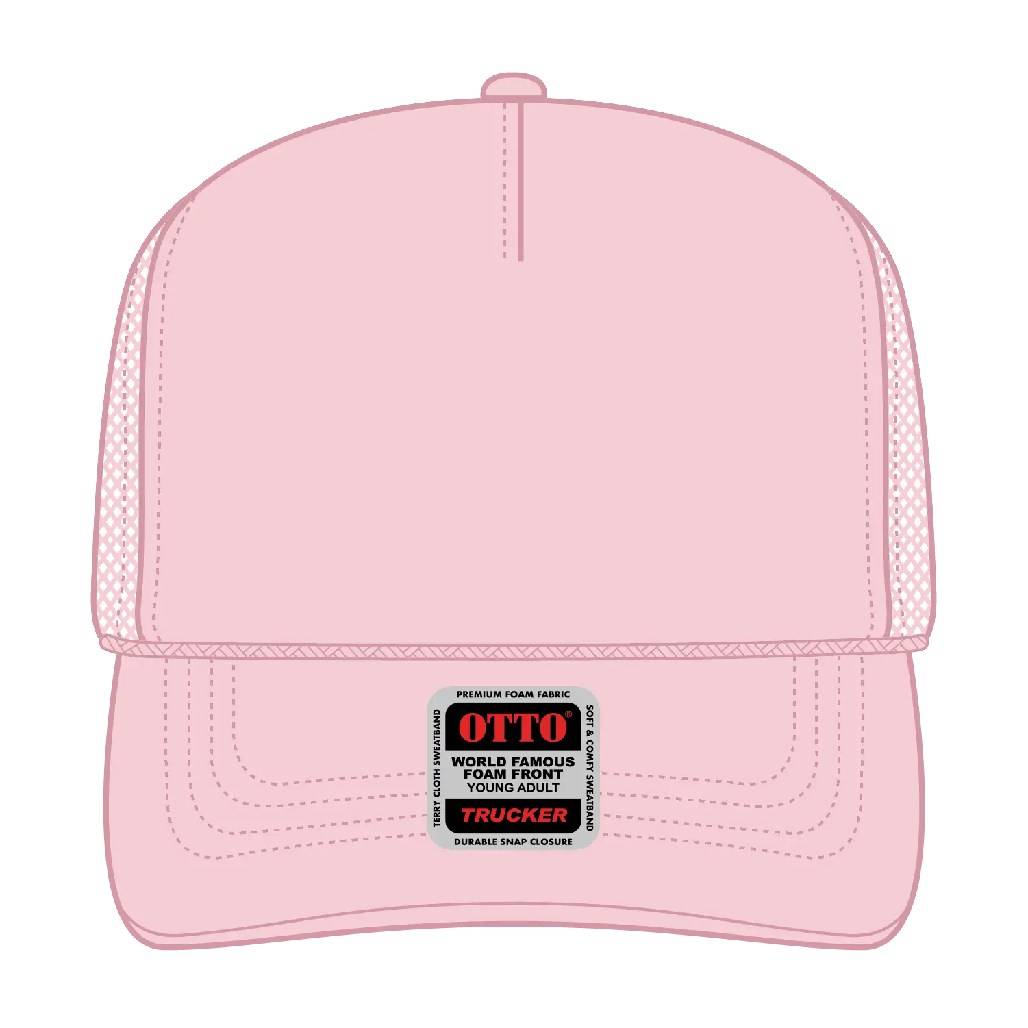 OTTO 39-165 5 Panel High Crown Mesh Back Trucker Cap - Soft Pink - Soft Pink / 6’’ - 7 1/8’’