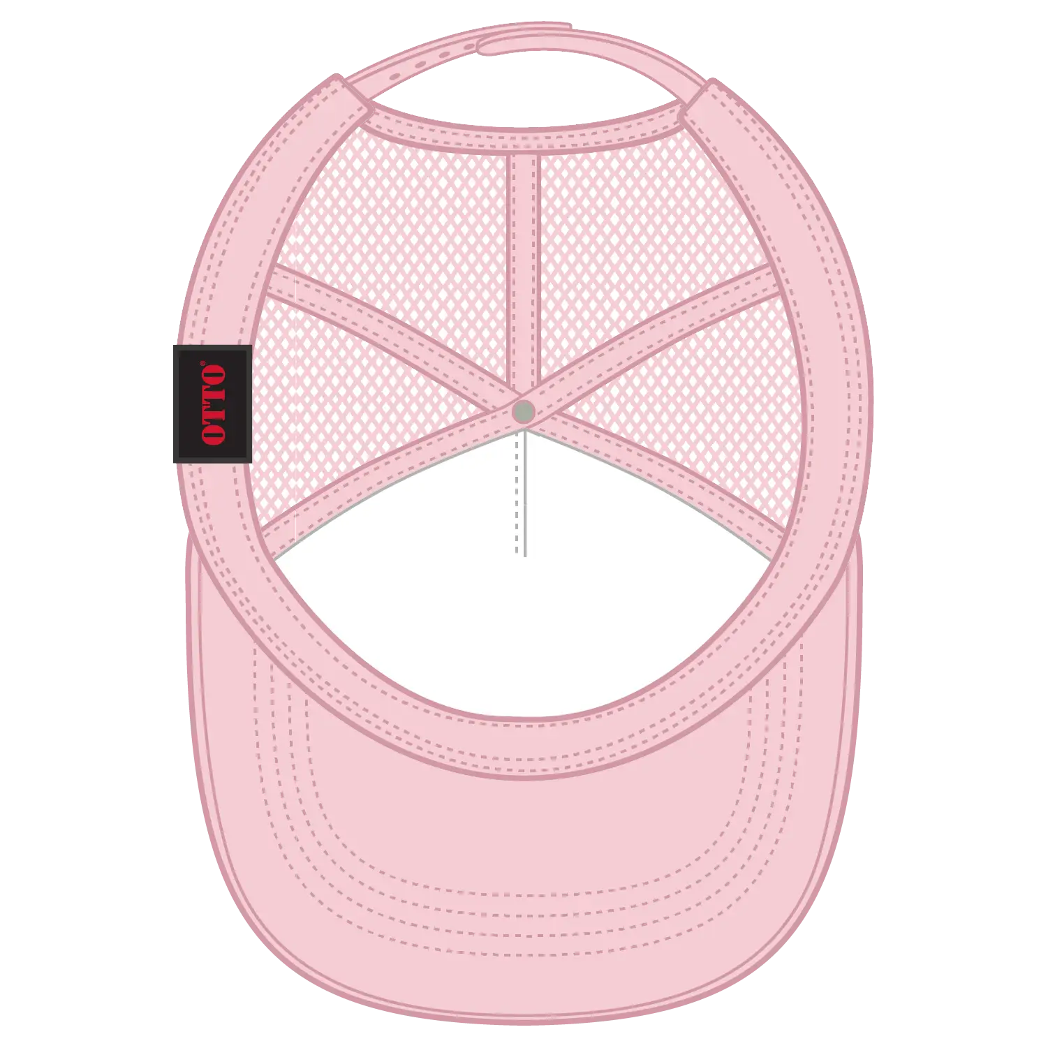 OTTO 39-165 5 Panel High Crown Mesh Back Trucker Cap - Soft Pink