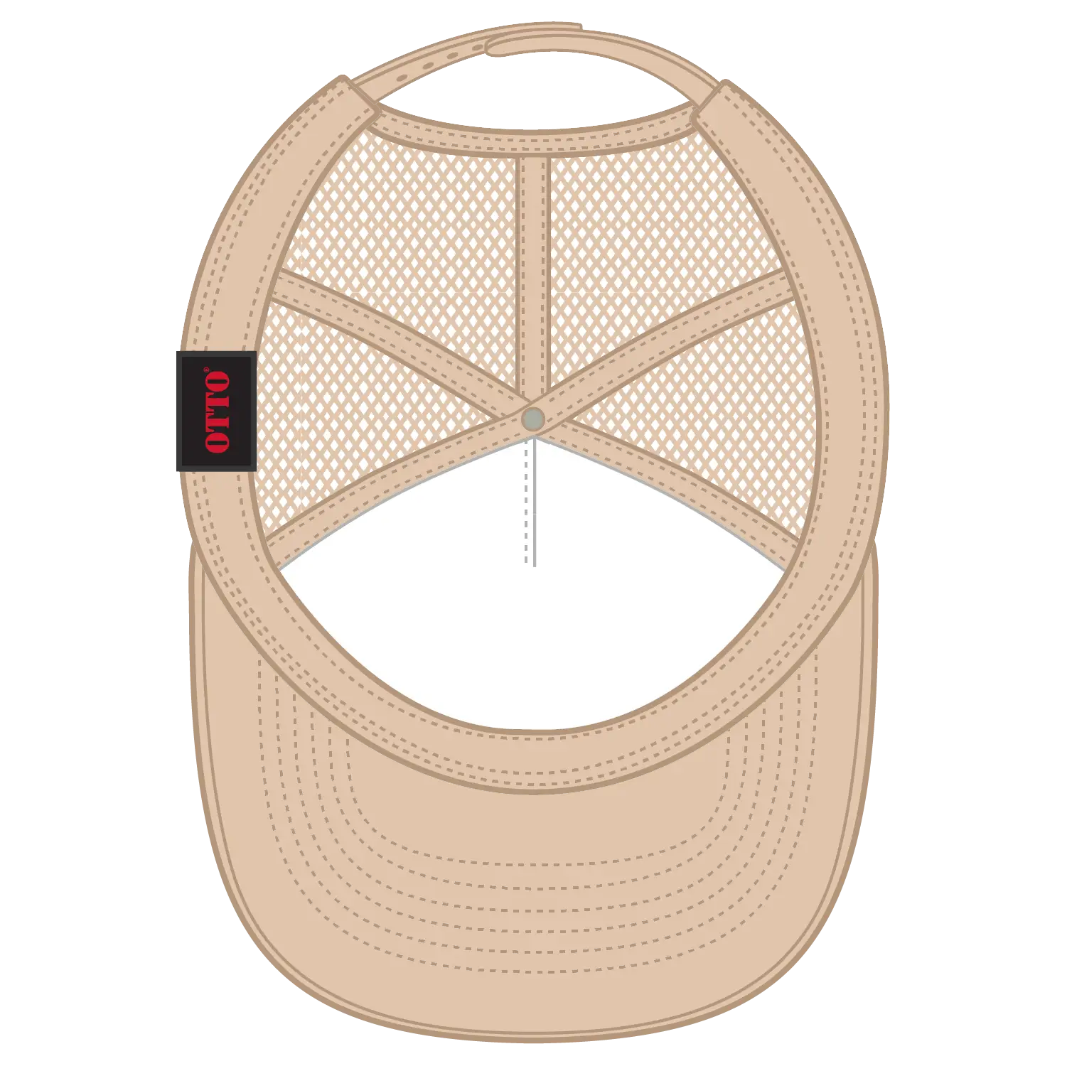 OTTO 39-165 5 Panel High Crown Mesh Back Trucker Cap - Tan - Tan / 6 1/2’’ - 7 5/8’’
