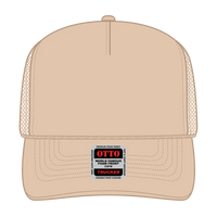 OTTO 39-165 5 Panel High Crown Mesh Back Trucker Cap - Tan - Tan / 6 1/2’’ - 7 5/8’’