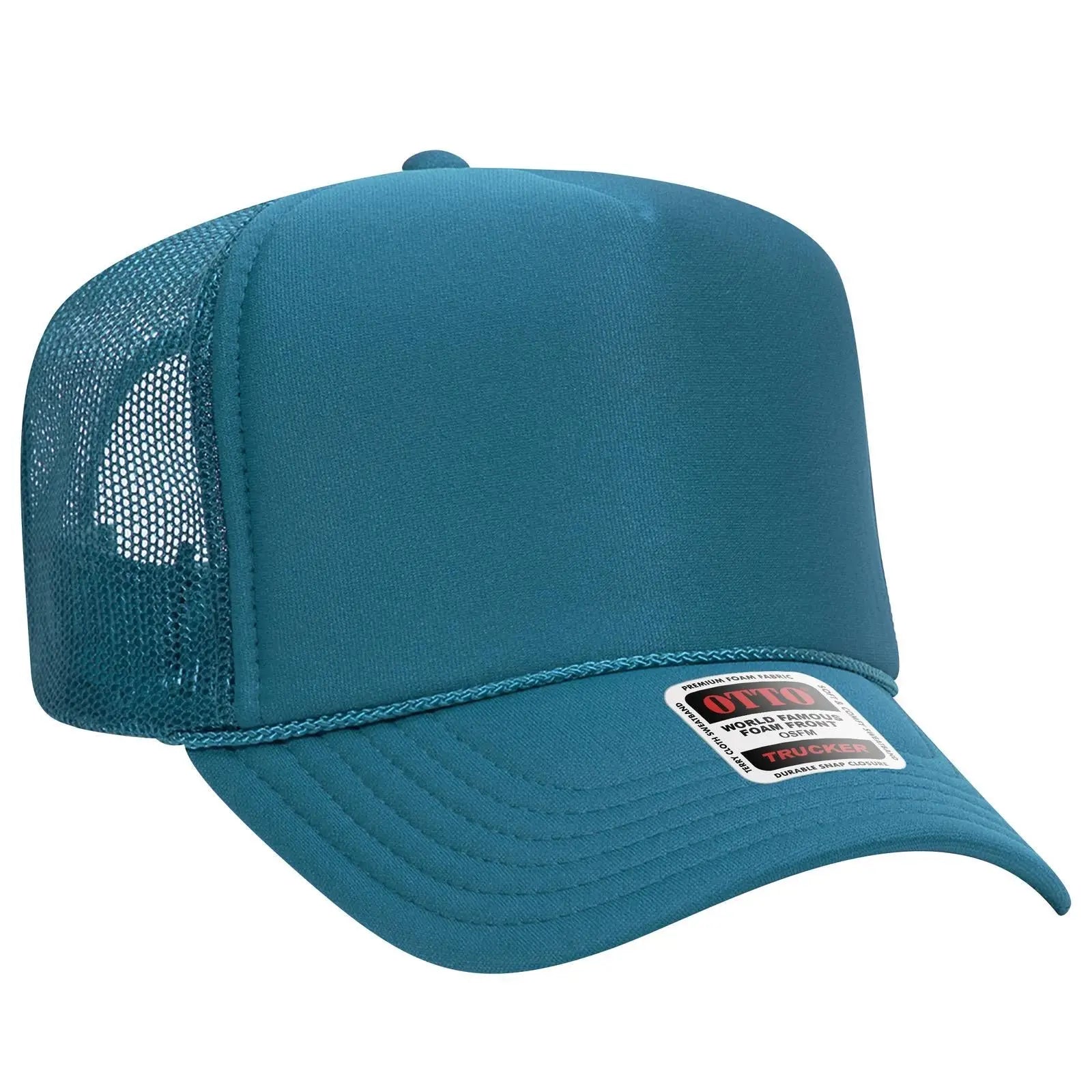 OTTO 39-165 5 Panel High Crown Mesh Back Trucker Cap - Turquoise