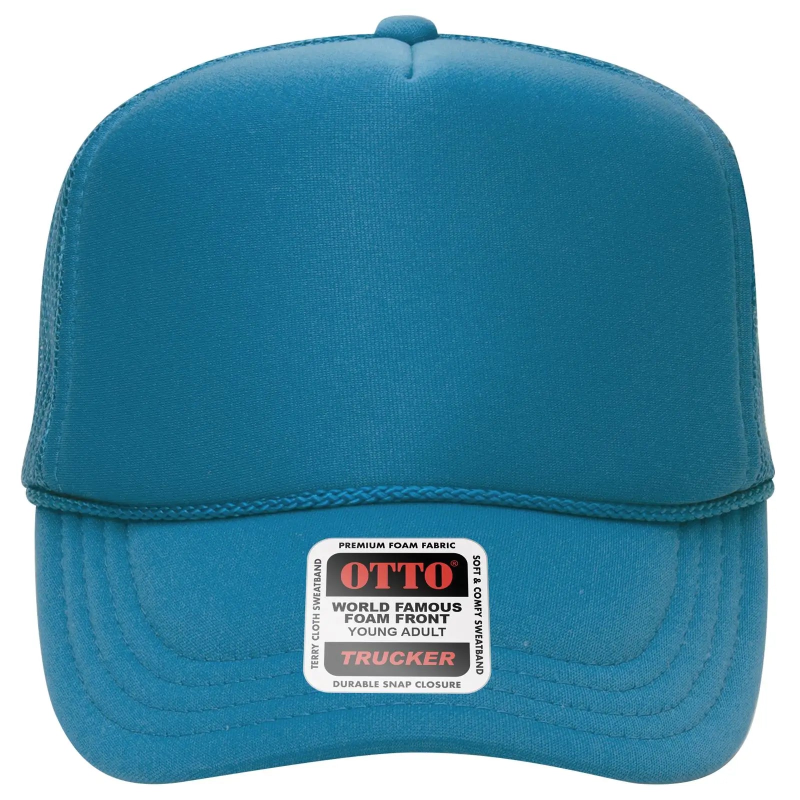 OTTO 39-165 5 Panel High Crown Mesh Back Trucker Cap - Turquoise