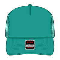 OTTO 39-165 5 Panel High Crown Mesh Back Trucker Cap - Turquoise - Turquoise / 6 1/2’’ - 7 5/8’’