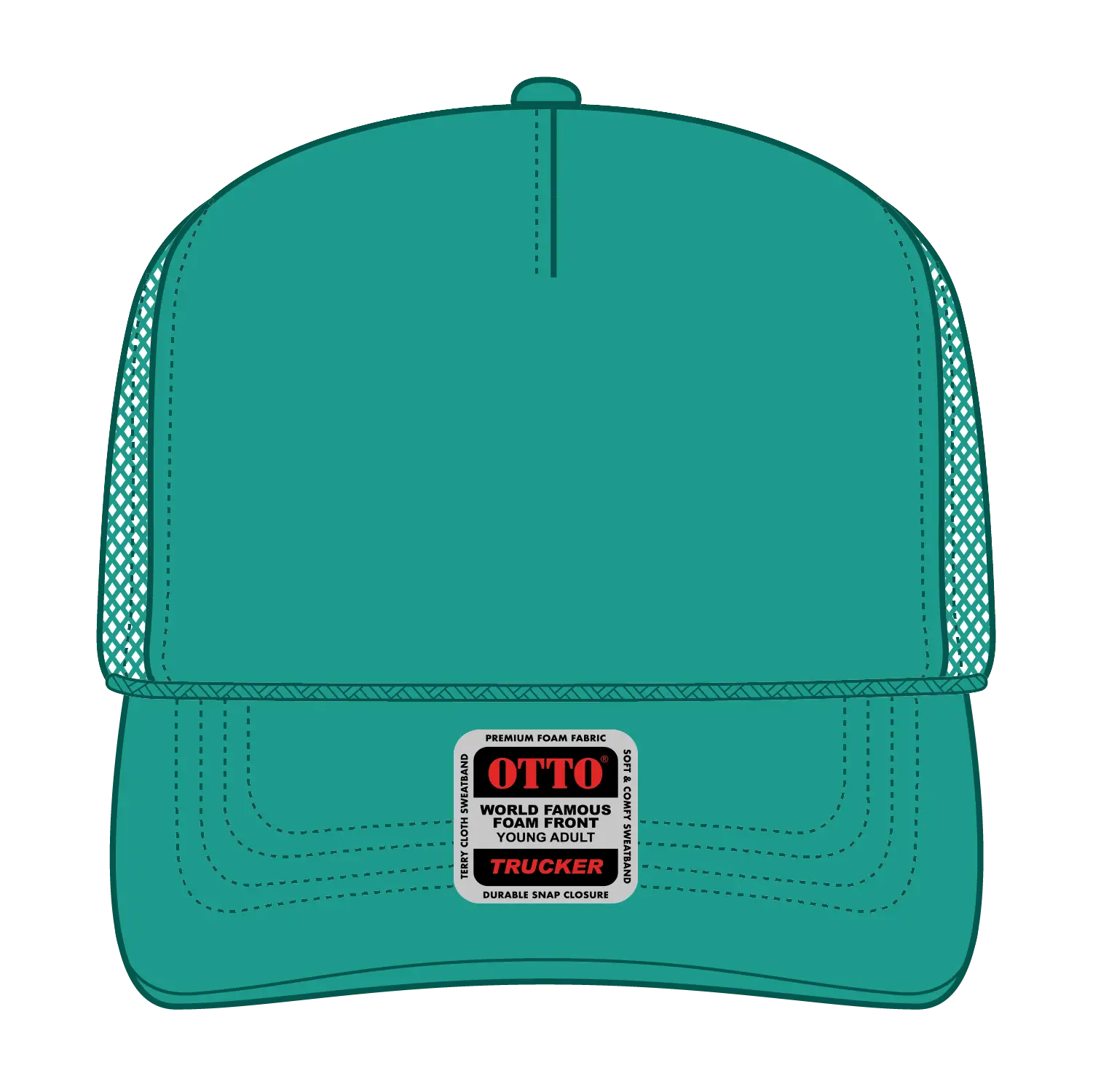 OTTO 39-165 5 Panel High Crown Mesh Back Trucker Cap - Turquoise - Turquoise / 6’’ - 7 1/8’’