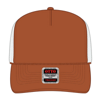 OTTO 39-165 5 Panel High Crown Mesh Back Trucker Cap - Tx Org/Tx Org/Wht - Tx Org/Tx Org/Wht / 6 1/2’’ - 7 5/8’’