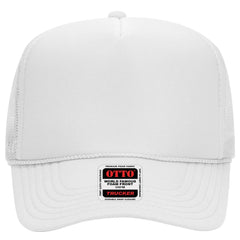 OTTO 39-165 5 Panel High Crown Mesh Back Trucker Cap - White
