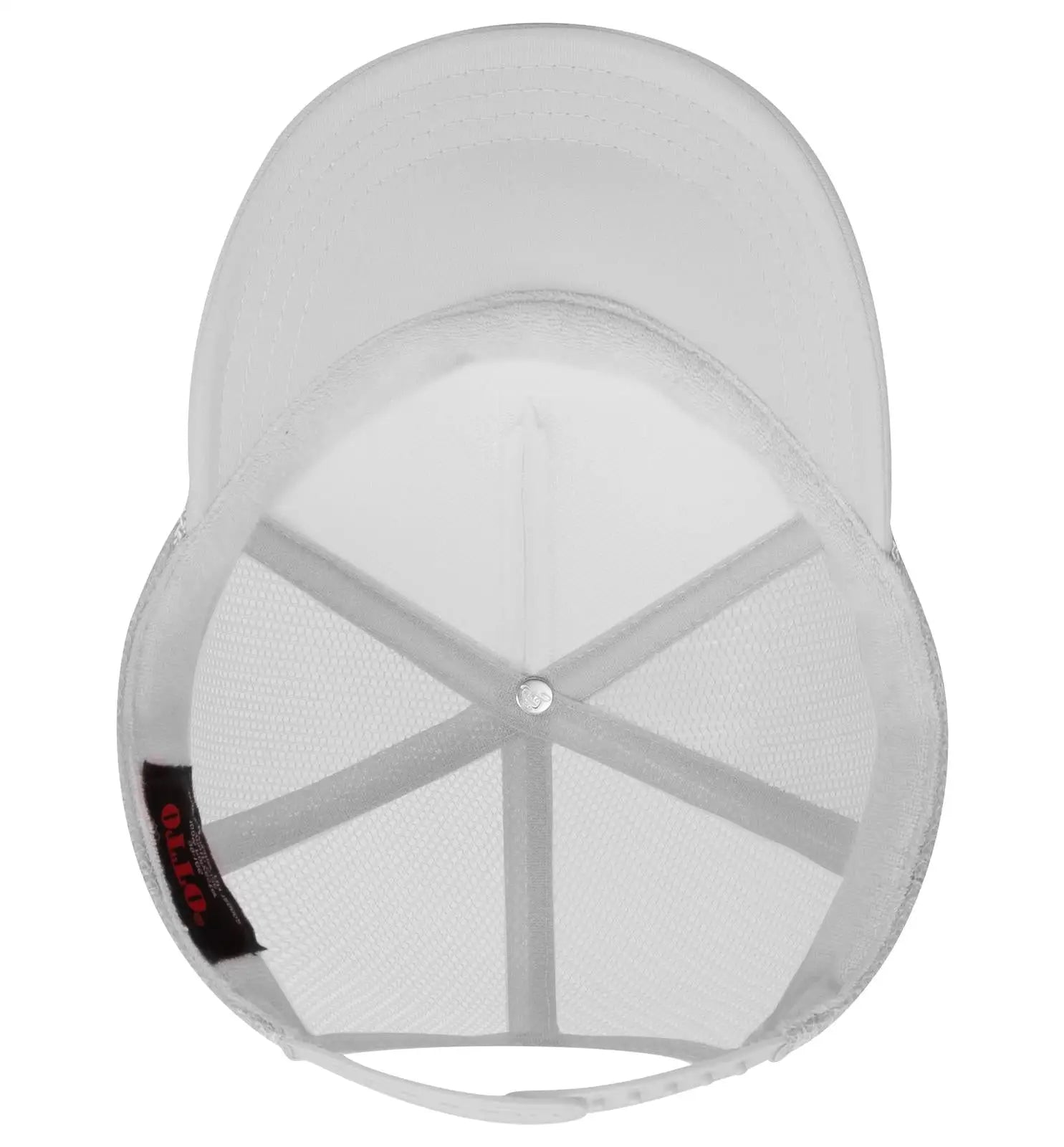 OTTO 39-165 5 Panel High Crown Mesh Back Trucker Cap - White