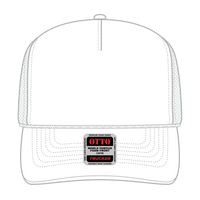 OTTO 39-165 5 Panel High Crown Mesh Back Trucker Cap - White - White / 6 1/2’’ - 7 5/8’’