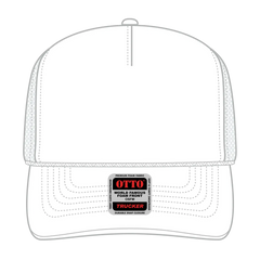 OTTO 39-165 5 Panel High Crown Mesh Back Trucker Cap - White - White / 6 1/2’’ - 7 5/8’’