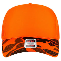 OTTO 39-165 Camouflage 5 Panel High Crown Mesh Back Trucker Cap - N.Org/Camo - N.Org/Camo / 6 1/2’’ - 7 5/8’’