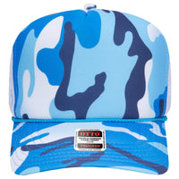 OTTO 39-165 Camouflage 5 Panel High Crown Mesh Back Trucker Cap - Sky Camo/Wht - Sky Camo/Wht / 6 1/2’’ - 7 5/8’’