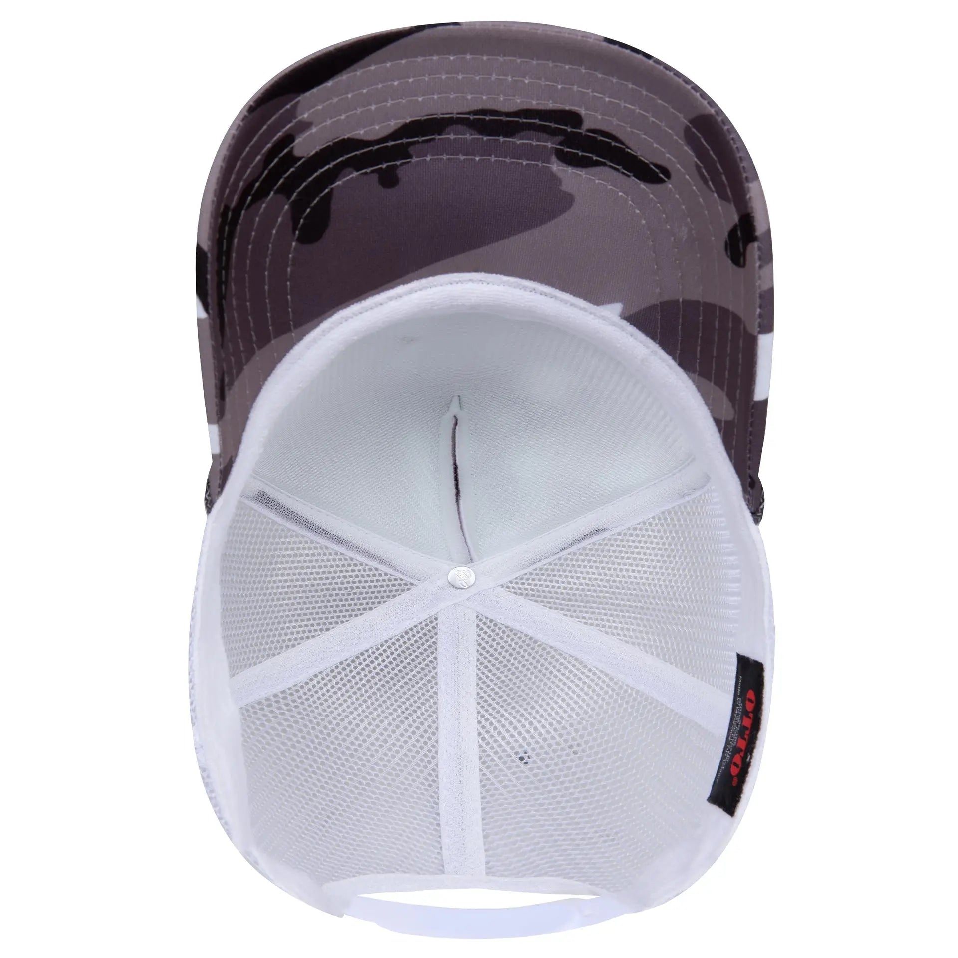OTTO 39-165 Camouflage 5 Panel High Crown Mesh Back Trucker Cap - Snow Camo/Wht - Snow Camo/Wht / 6 1/2’’ - 7 5/8’’
