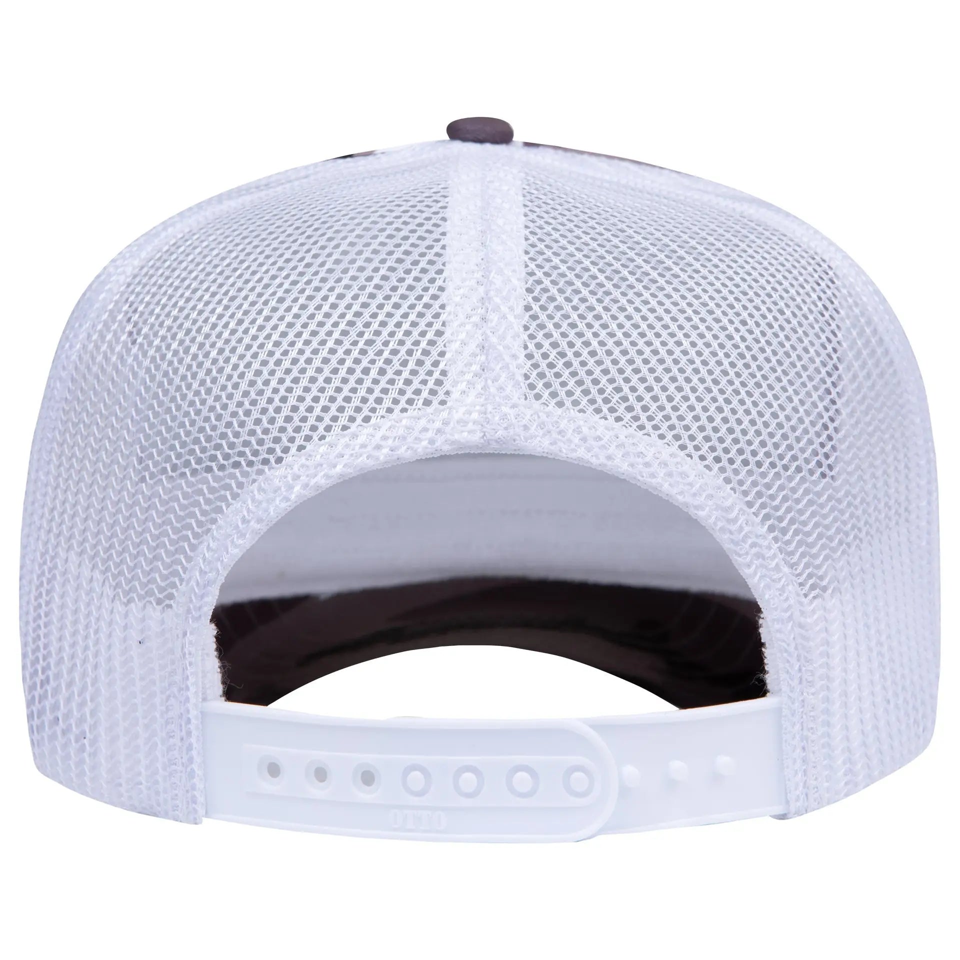 OTTO 39-165 Camouflage 5 Panel High Crown Mesh Back Trucker Cap - Snow Camo/Wht - Snow Camo/Wht / 6 1/2’’ - 7 5/8’’