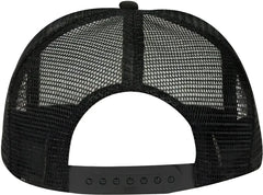 OTTO 39 165 Youth 5 Panel Foam High Crown Mesh Back Trucker Snapback Cap Black White Black Black White / Youth