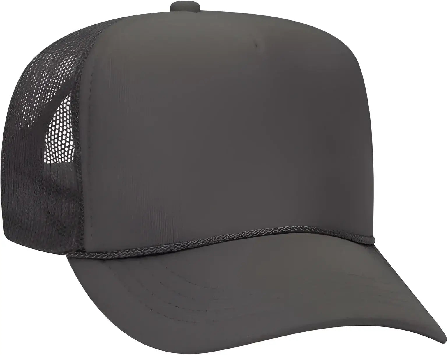 OTTO 39-165 Youth 5 Panel Foam High Crown Mesh Back Trucker Snapback Cap - Charcoal Gray - Dark Gray / Youth