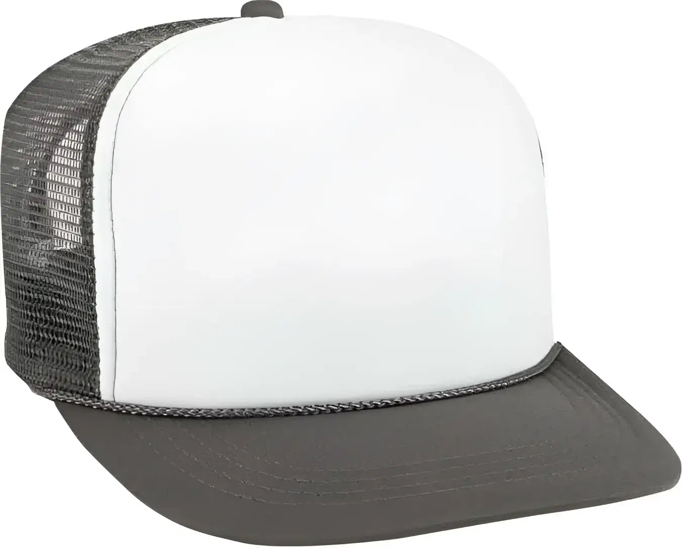 OTTO 39-165 Youth 5 Panel Foam High Crown Mesh Back Trucker Snapback Cap - Charcoal White Charcoal - Dark Gray White