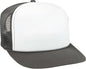OTTO 39-165 Youth 5 Panel Foam High Crown Mesh Back Trucker Snapback Cap - Charcoal White Charcoal - Dark Gray White